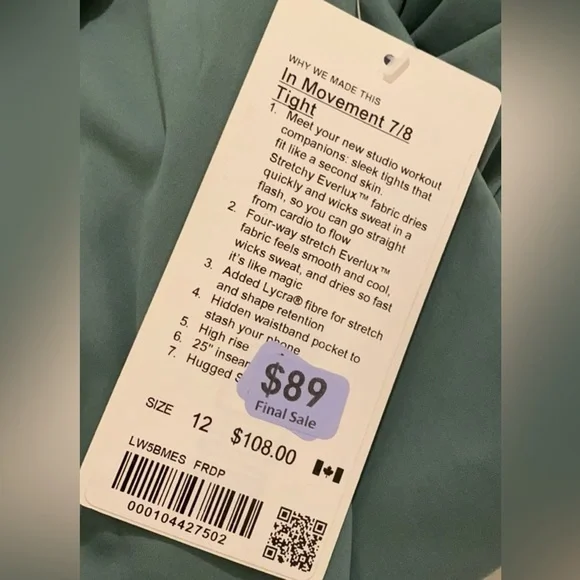 Lululemon In Movement 7/8 Tight - Picture 6 of 8